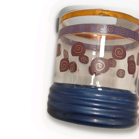 Sakura Sango Sue Zipkin Tumbler Drink Glass Blue Gold Cocktail Party Art Deco - Picture 5 of 15